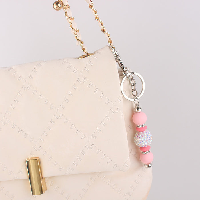 Wholesale Bling Bead Tassel Keychain Personalized Pendant Key Ring Bag Pendant Pendant Silicone Keychain