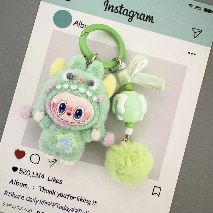 Wholesale Flocked Polka Dot Monster Plush Bag Charm Trendy Keychain Accessory for Everyday Wear or Gift
