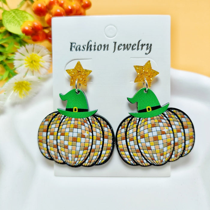 Wholesale Halloween Pumpkin Ghost Style Acrylic Earrings JDC-ES-QiYu003