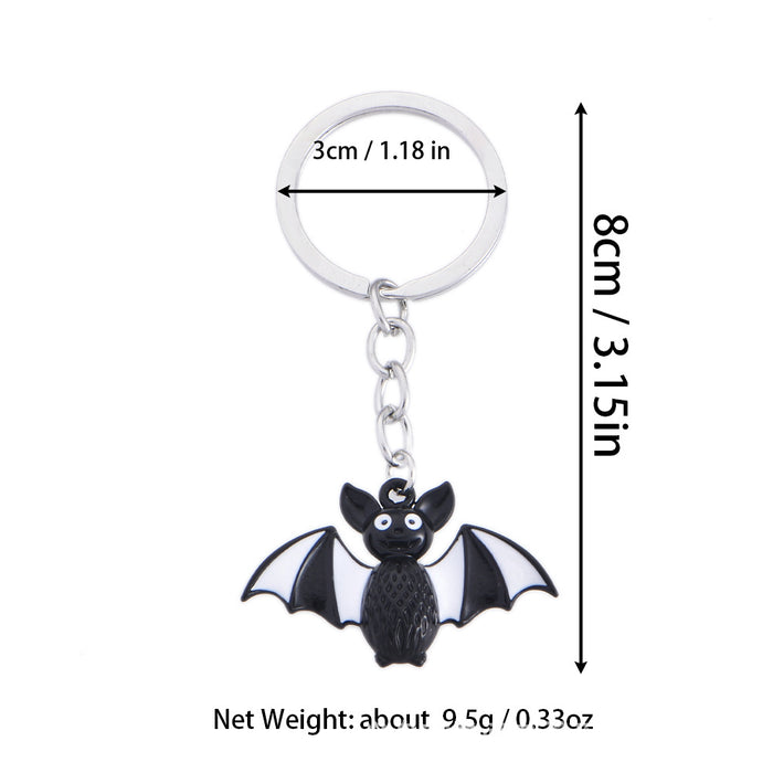 Wholesale Skull Keychain Halloween Animal Bat Cat Alloy Dripping Oil Spider