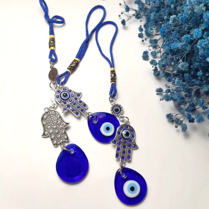 Wholesale Devil's Eye Blue Eye Diamond Cross Good Luck Decoration Pendant Car Hanging