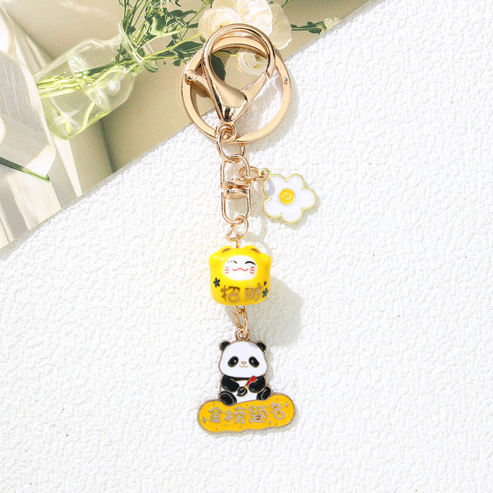 Wholesale Exam Success Lucky Cat Panda Keychain Zinc Alloy Cute Pendant Gift Student Schoolbag Accessory Boutique Resale