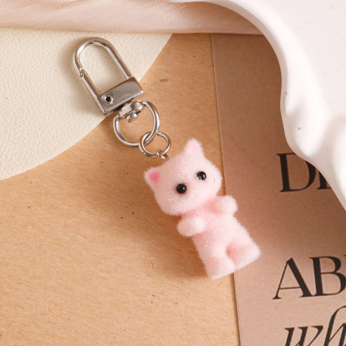 Wholesale Cute cartoon plush cat keychain pendant hanging decoration resin exquisite backpack bag car keychain