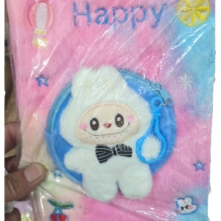 Wholesale Cartoon  Plush Notebook Coin Bag Combination Notepad Student Cute Handbook