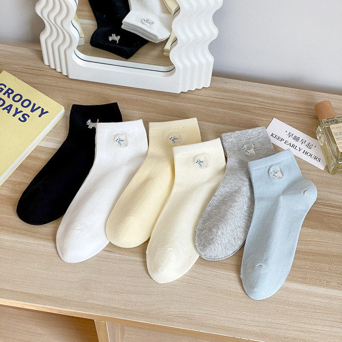 Wholesale Socks Embroidered Short Tube Sweat Absorbing Breathable Cotton Socks Thin