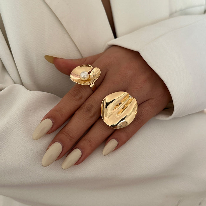 Wholesale Personalized irregular metal ring set, niche high-end flower joint ring accessory