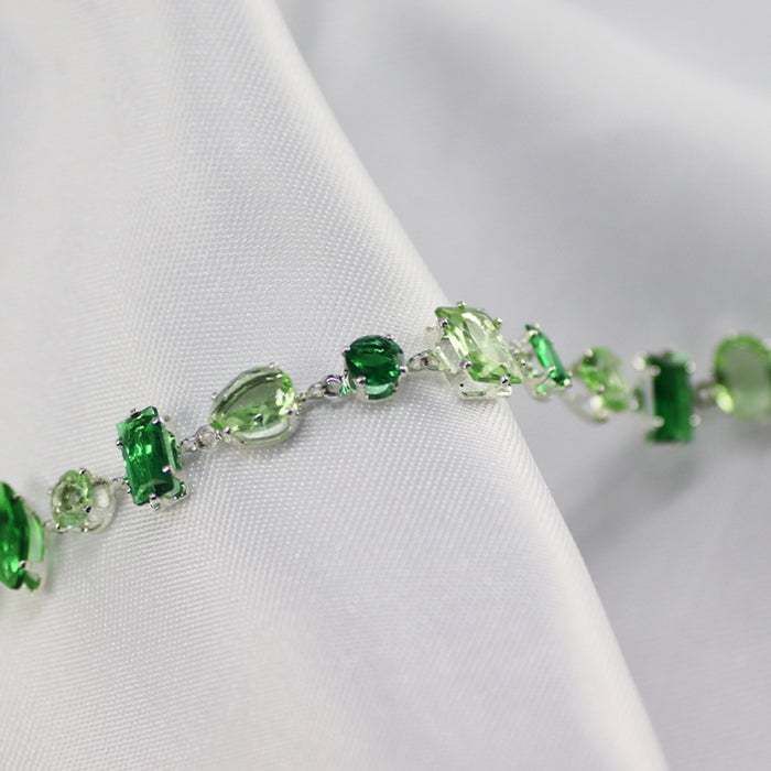 Wholesale Oval Zircon Bracelet for Women,  Emerald Streamer Crystal Candy Bracelet