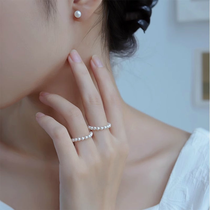 Wholesale Retro high-end sensory ring, small pearl ring, female niche, unique, light luxury index finger ring