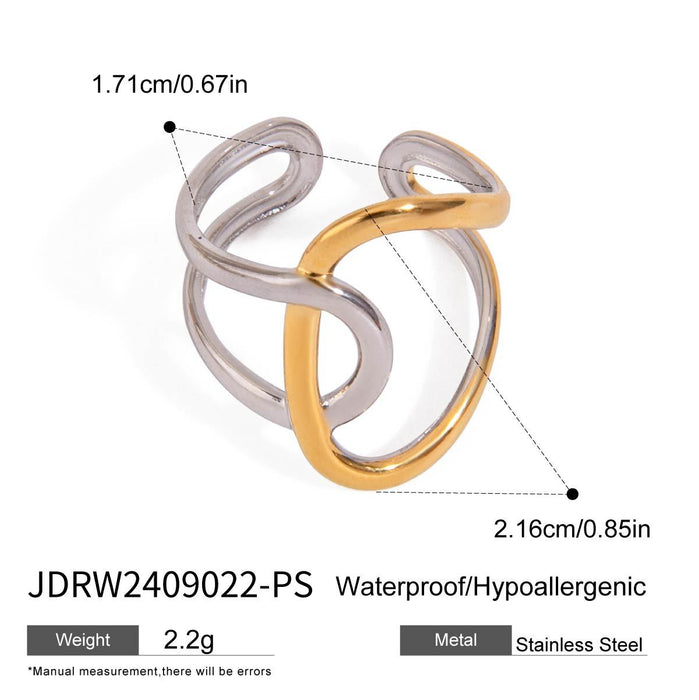 Wholesale stainless steel personalized design snake-shaped irregular curve geometric open ring