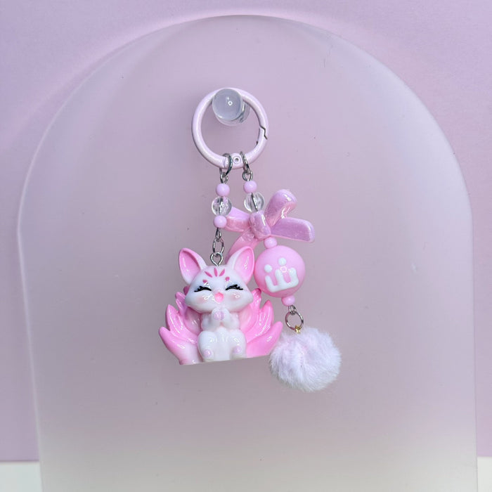 Wholesale Cute Nine-Tailed Fox Keychain Cartoon Plush Pendant Gift for Girlfriend Decorative Accessory