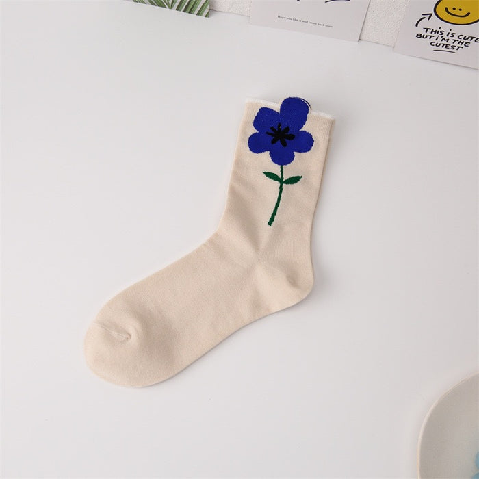 Wholesale Sweet and lovely flower tube socks, trendy and artistic socks