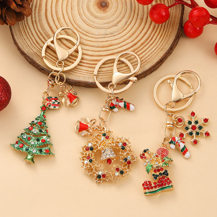 Wholesale Zinc Alloy Christmas Bells Keychain Bag Charm Gift MOQ≥2