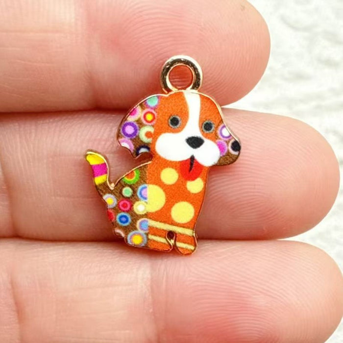 Wholesale 10pcs Cute Puppy Alloy Oil Drip Printed Jewelry Cartoon Accessories DIY Bracelet Earrings Keychain Bag Charms Pendant