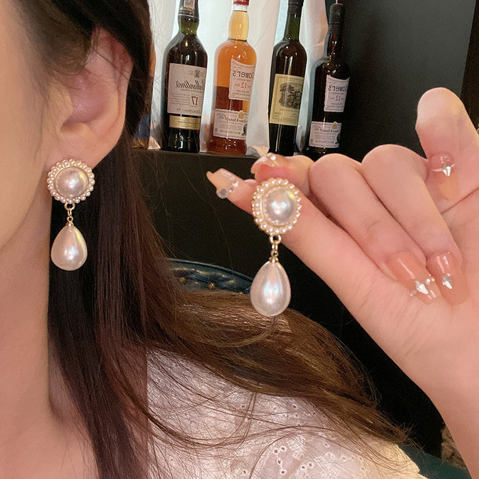 Wholesale Pearl and Zircon Heart Earrings