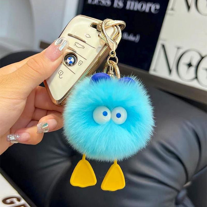 Wholesale Cute little furry ball car keychain pendant plush book bag pendant