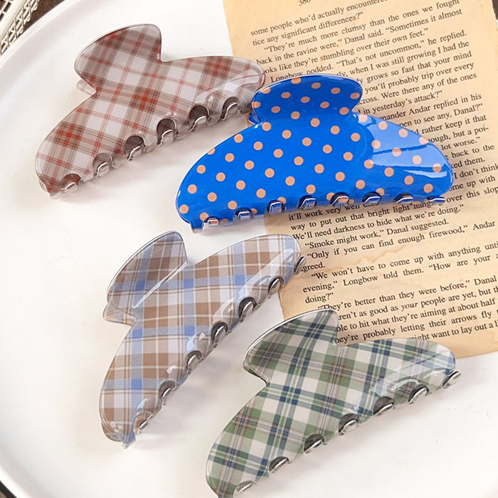 Wholesale Korean Style Polka Dot Flower Claw Clip PVC Hair Accessory for Women Boutique Gift