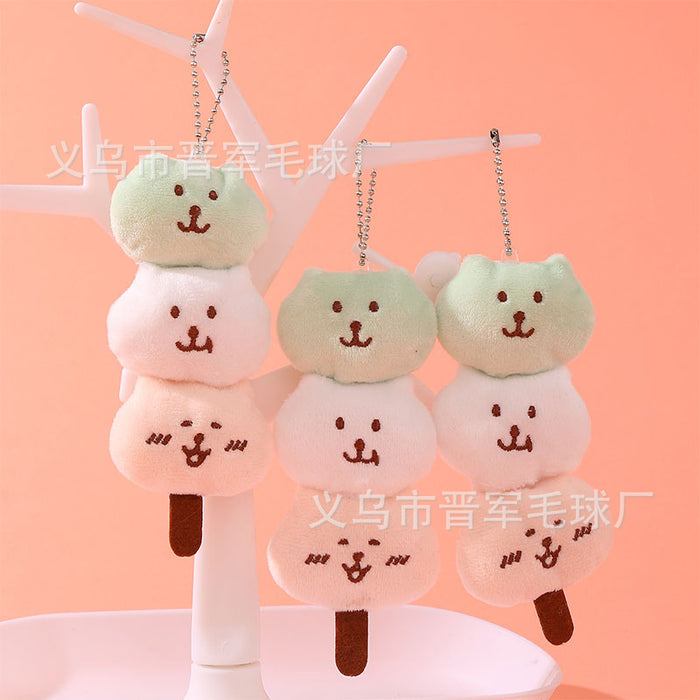 Wholesale Cute Cartoon Bear Plush Doll Bead Chain Pendant Cute Ball Skewer Bear Bag Keychain Pendant