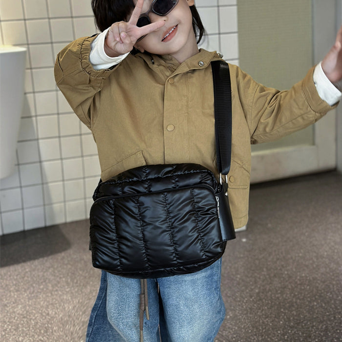 Wholesale Children's bag new cotton filled down small square bag handsome sports style large capacity crossbody bag