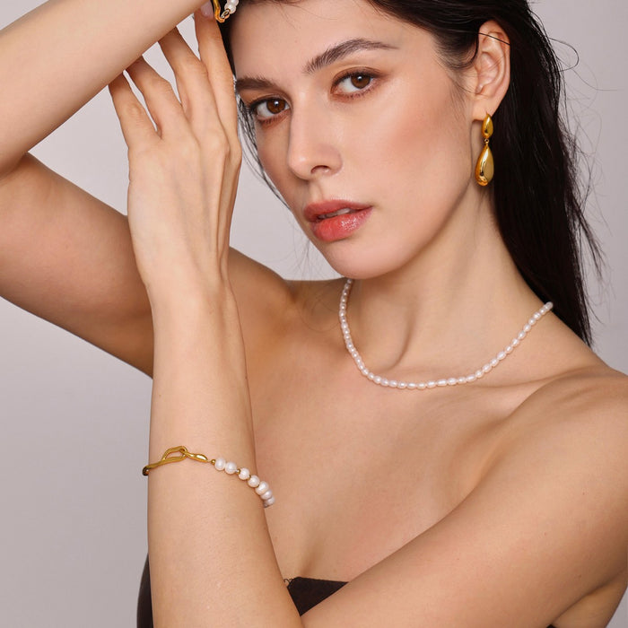 Wholesale Titanium Steel Geometric Pearl Bracelet Fashionable