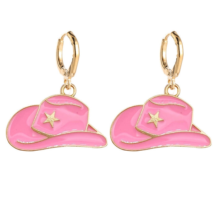 Wholesale New Retro Cowboy Boots, Earrings Fashionable Hats Alloy Drip Oil Pendants Earrings Accessories JDC-ES-YaChen003