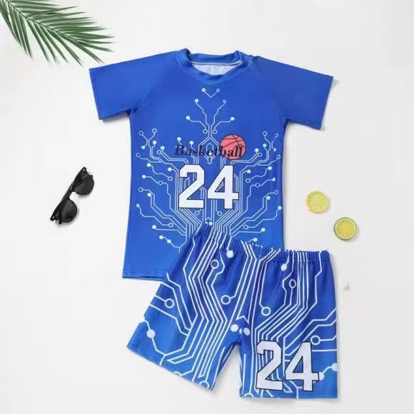 Wholesale Children's swimsuit, boys' split swimsuit set, small, medium, and large children's quick drying sunscreen cartoon cute baby swimming equipment