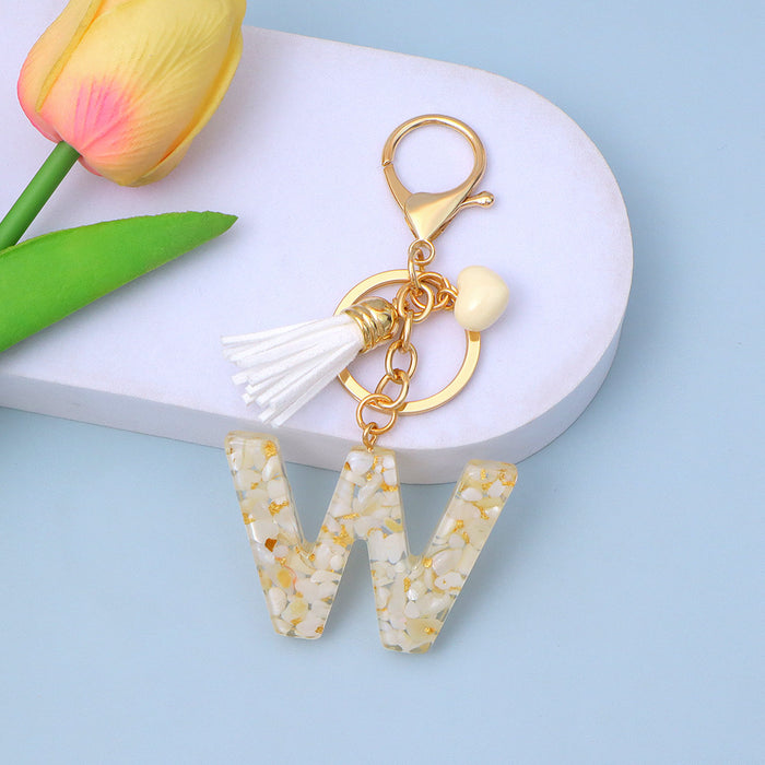 Wholesale New Gold Foil Drop Glue Letter Pendant Keychain Girl Bag Pendant Girlfriend Gift