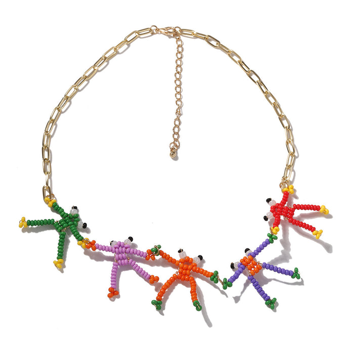 Wholesale Hand-woven Frog Bee Animal Pendant Chain Necklace