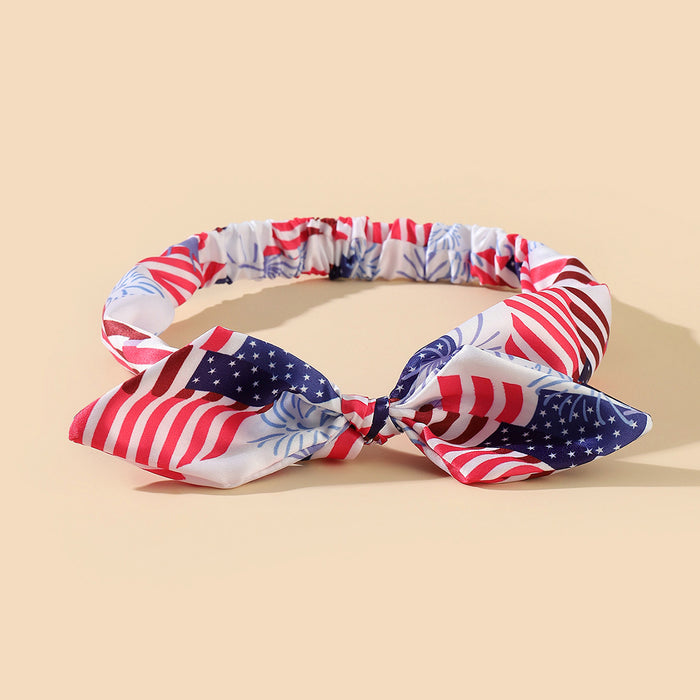 Wholesale 3PCS American Flag Independence Day Rabbit Ears Elastic Headband Bow Fabric Headband JDC-HD-JinZ003
