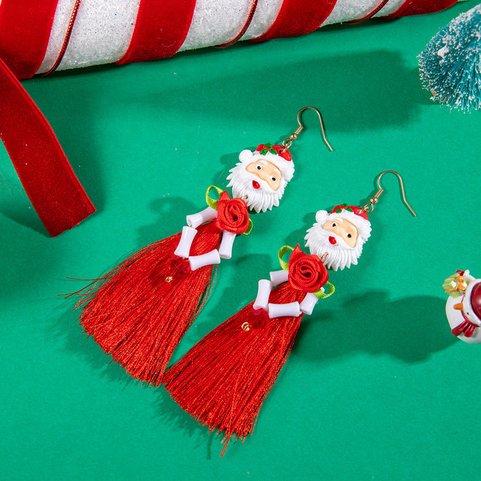 Wholesale Tassel Drop Earrings Christmas Flower Bead Jewelry Fashion Accessory Gift MOQ≥2