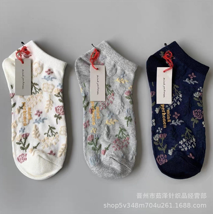 Wholesale Retro Art Flower Forest Series Low Top Boat Socks Short Socks