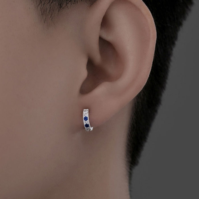 Wholesale Zircon earrings with small and personalized ear bone clasps, refreshing summer blue diamond earrings
