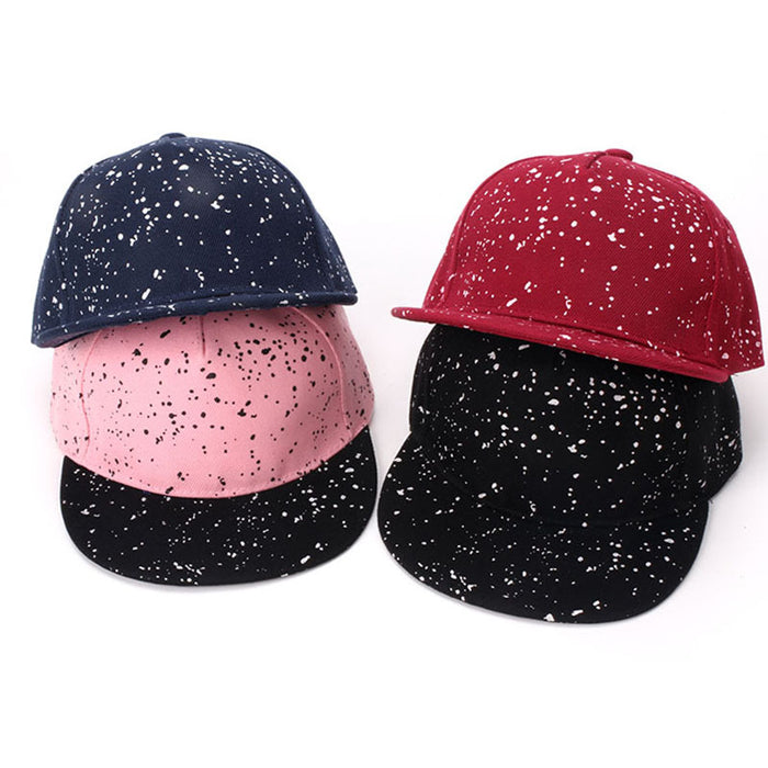 Wholesale Trendy Inkjet Print Kids Flat Brim Baseball Cap Adjustable Black Casual Street Style