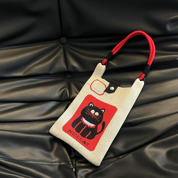 Wholesale Mobile phone bag cartoon knitted bag dopamine color matching handbag niche versatile shoulder crossbody bag
