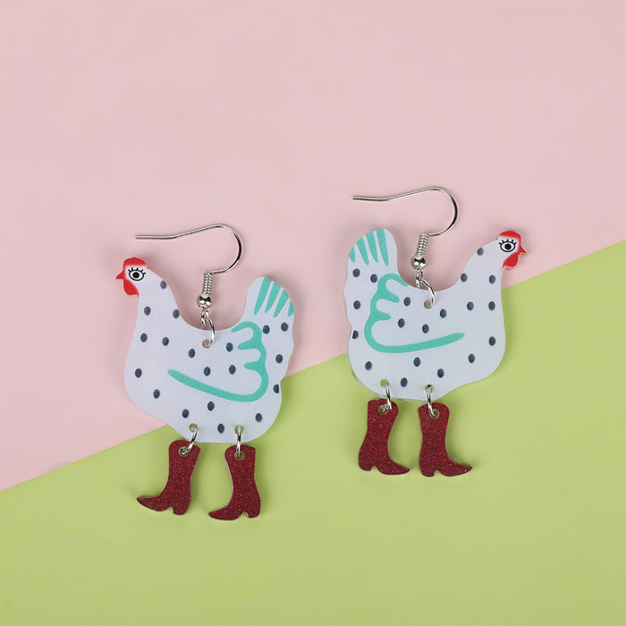 Wholesale Cartoon colorful hen-shaped acrylic earrings