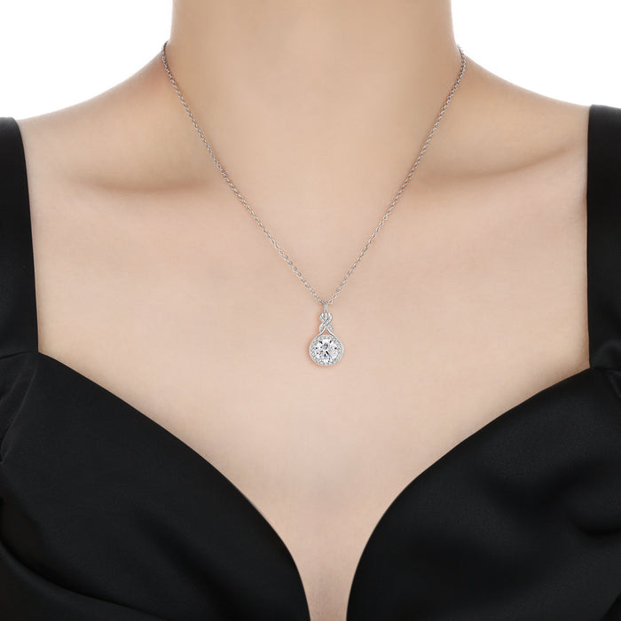 Wholesale Original Design: Light Luxury Waterdrop Set with Diamonds, Simple Circular Symmetrical Entangled Symbol Necklace