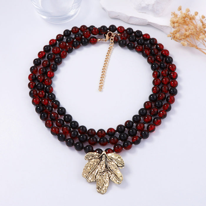 Wholesale Bohemian fashion alloy flower pendant multi-layer women's necklace