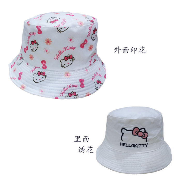 Wholesale Double sided embroidered fisherman hat, fashionable cartoon printed basin hat, sun visor hat