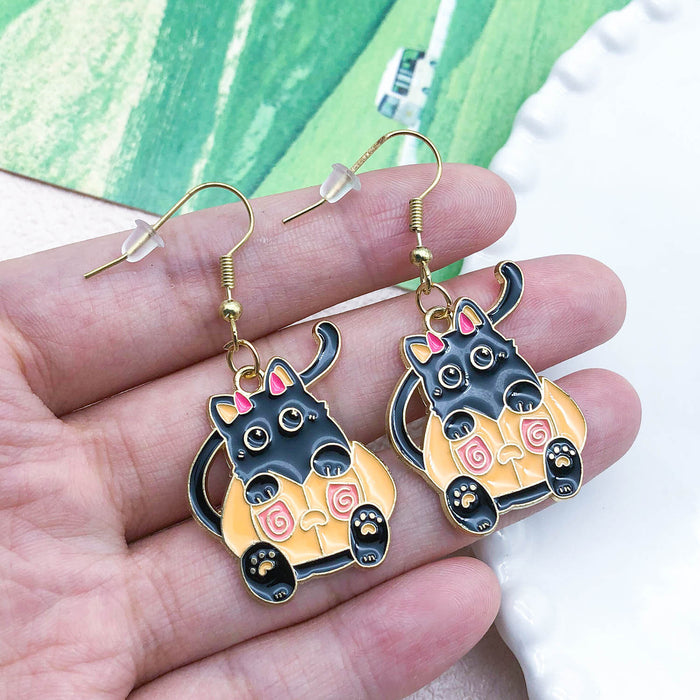 Wholesale Halloween Kitten Alloy Earrings JDC-ES-Oulu007