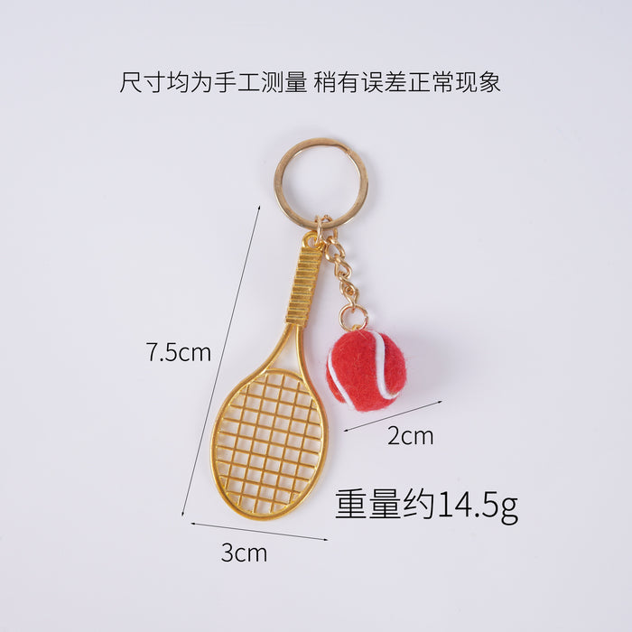 Wholesale Metal Tennis Racket Keychain Pendant Silver Blue Modern Minimalist Fashion Accessory MOQ≥2
