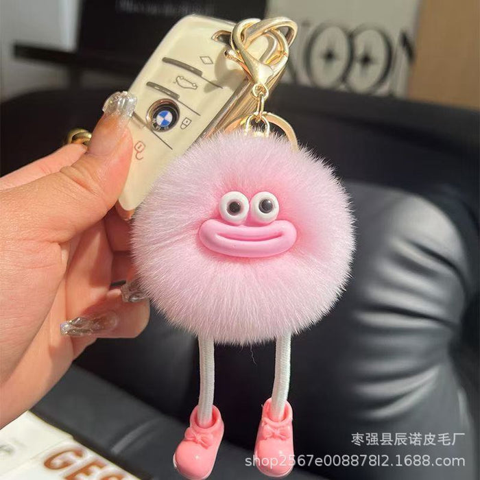 Wholesale Cute car keychain pendant plush ball bag ornament