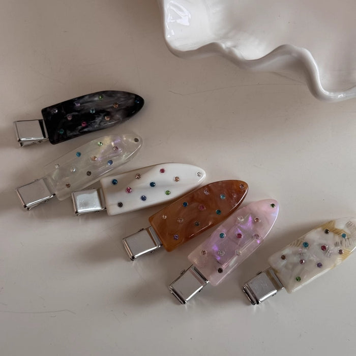 Wholesale Sweet and exquisite colored diamond hair clip with side bangs clip