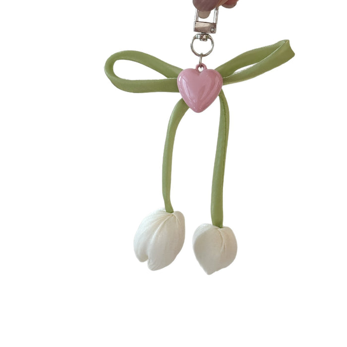 Wholesale Tulip Pink Love Keychain Sweet Girl Bag Pendant Bow Backpack Accessories