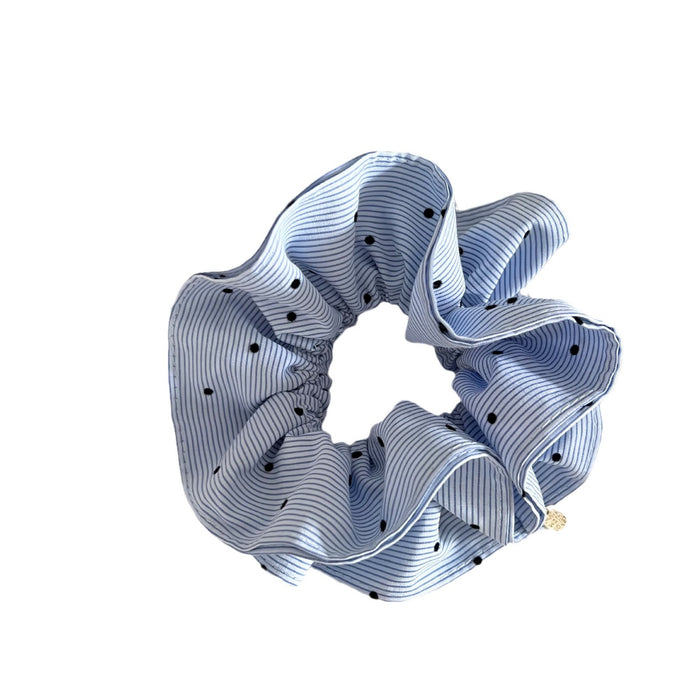 Wholesale Blue striped polka dot gold pendant, double-layer versatile square scarf ring, temperament hair tie hair accessory