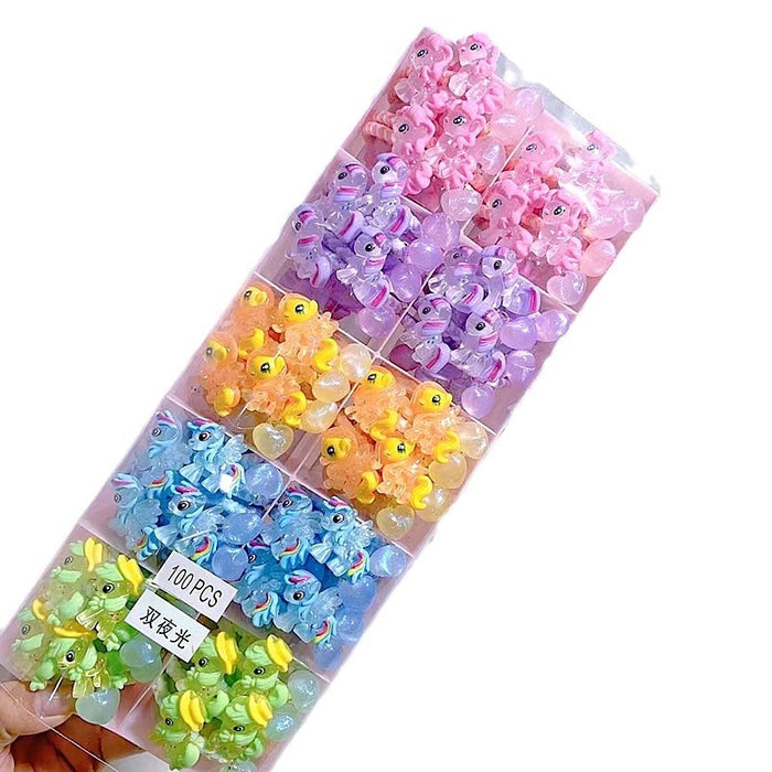 Wholesale Cartoon Jelly Luminous Pony Strap Woven Hanging Beads Hair Rope Hair Loop Student Children High Elastic Horsetail Tie Head Jewelry