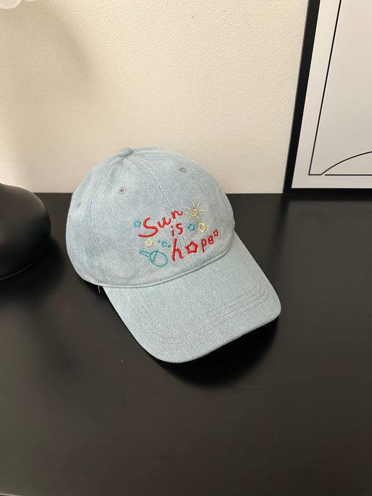 Wholesale Washed denim vintage embroidered  baseball cap