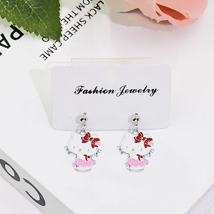 Wholesale Cute Cartoon Cat Short Earrings Metal Electroplated Fashion Jewelry Accessory for Women