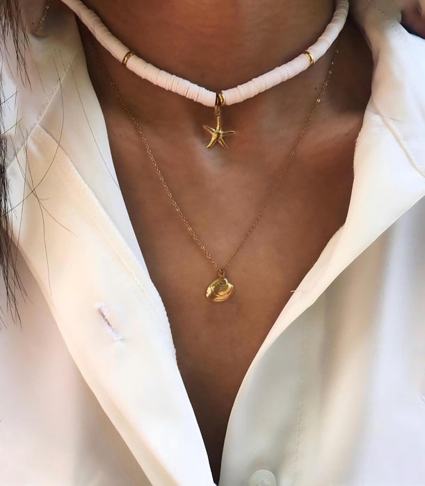 Wholesale Marine Pearl Chain Clavicle Chain Starfish Shell Pendant Multi-Layer Necklace