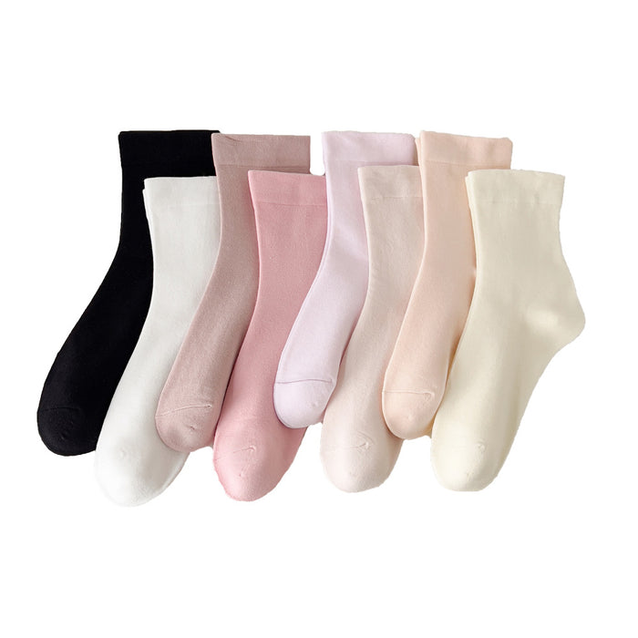Wholesale Pure cotton boneless socks, children's mid tube socks, loose mouth solid color stacking socks