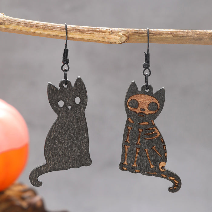 Wholesale  Flower Skull Pumpkin Earrings Simple Fashion Wooden Earrings