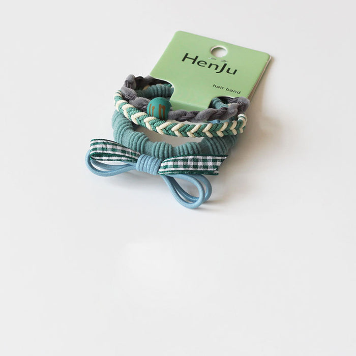 Wholesale New atmosphere without damaging hair headband set, milk coffee color high elasticity plaid headband new